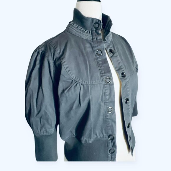 STRAWBERRY Women Bomber Jacket Gray  Size L  Quarter Sleeve Cotton - Picture 1 of 9